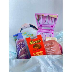 Beauty Gift Box Self Care Set W/ Reeses Candle Cream Masks Face Wipes Sweet Melo